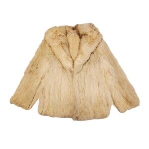 Vintage Luxury Silver Fox Real Fur Open Coat Womens Sz Small White Silver Glam